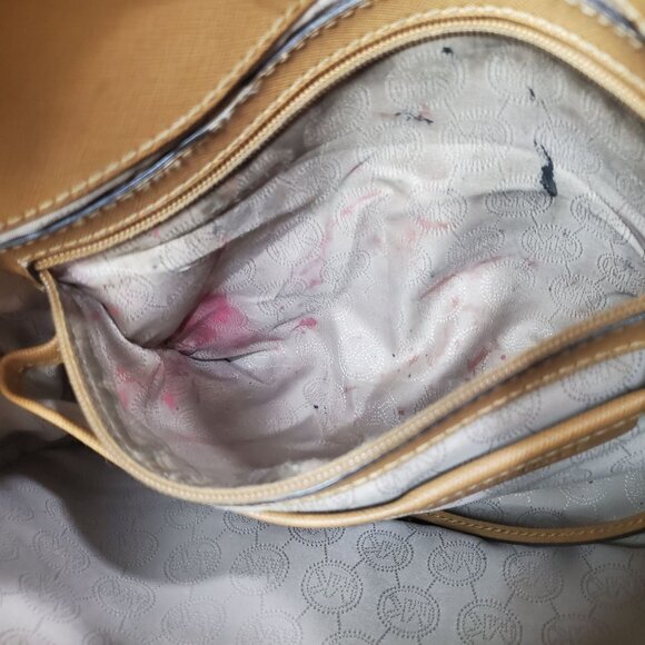 MK MICHAEL KORS Womens Hamilton Shoulder Bag Purse Leather Gold Chains Accents - Picture 6 of 12